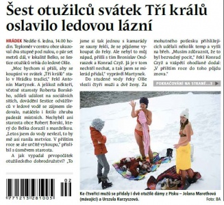 Šest otužilců svátek Tří králů oslavilo ledovou lázní (Hutník, 9. 1. 2019)