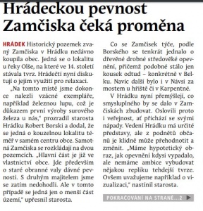 Hrádeckou pevnost Zamčiska čeká proměna (Hutník, 17. 4. 2019)