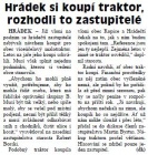 Hrádek si koupí traktor, rozhodli to zastupitelé (Hutník 10. 5. 2012)