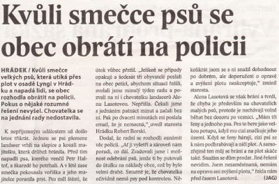 Kvůli smečce psů se obrátí na policii (Horizont 12. 11. 2013)