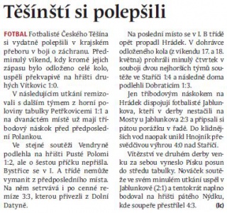 Těšínští si polepšili (Hutník 28. 5. 2014)