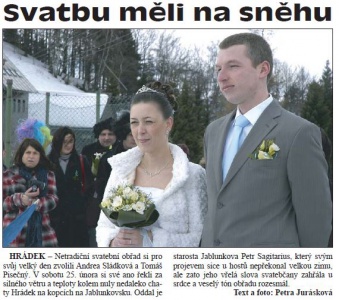 Svatbu měli na sněhu (Hutník 29. 2. 2012)