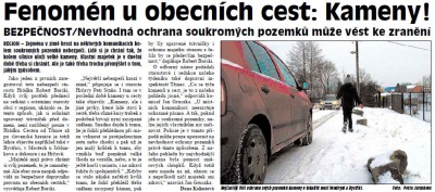 Fenomén u obecních cest: Kameny! (Hutník 12. 12. 2012)