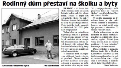 Rodinný dům přestaví na školku a byty (Hutník 12. 9. 2012)