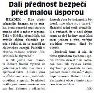 Dali přednost bezpečí před malou úsporou (Hutník 15. 8. 2012)