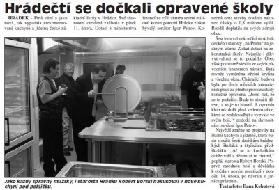 Hrádečtí se dočkali opravené školy (Hutník 16. 2. 2011)