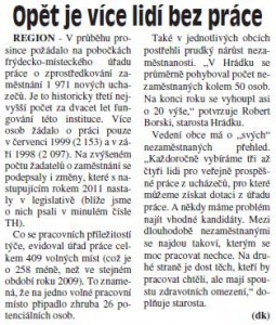 Opět je více lidí bez práce (Hutník 19. 1. 2011)