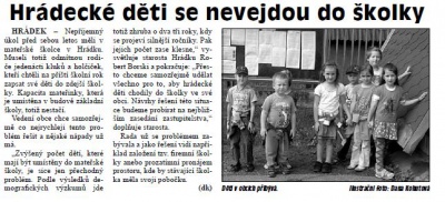 Hrádecké děti se nevejdou do školky (Hutník 20. 6. 2012)