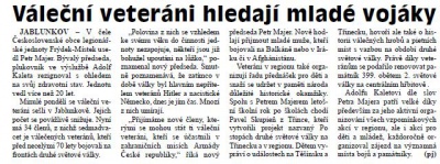 Váleční veteráni hledají mladé vojáky (Hutník 24. 10. 2012)