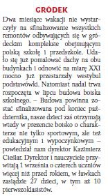 Przed pierwszym dzwonkiem w polskich podstawówkach w regionie…(Głos Ludu 29. 8. 2015)