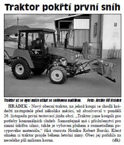 Traktor pokřtí první sníh (Hutník 5. 12. 2012)