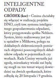 INTELIGENTNE ODPADY (Głos Ludu 21. 11. 2015)