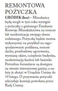 REMONTOWA POŻYCZKA (Głos Ludu 22. 1. 2015)