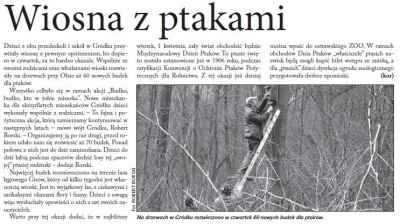 Wiosna z ptakami (Głos Ludu 28. 3. 2015)