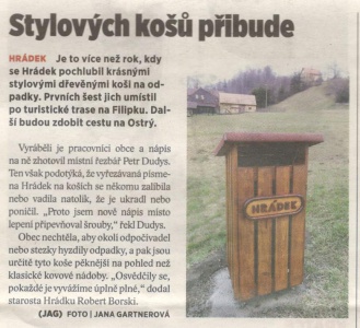 Stylových košů přibude (Horizont 29. 3. 2016)