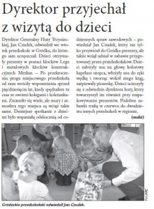 Dyrektor przyjechał z wizytą do dzieci (Głos Ludu 9. 6. 2016)