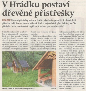 V Hrádku postaví dřevěné přístřešky (Hutník 24. 8. 2016)