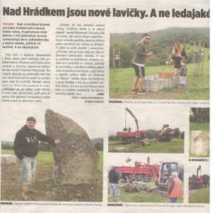 Nad Hrádkem jsou nové lavičky. A ne ledajaké (Horizont 26. 7. 2016)