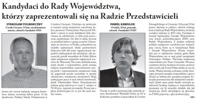 Kandydaci do Rady Województwa którzy zaprezentowali sie na Radzie Przedstawicieli (Głos Ludu 17. 9. 2016)