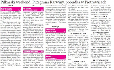 Piłkarski weekend: Przegrana Karwiny, pobudka w Piotrowicach (Głos Ludu 4. 10. 2016)