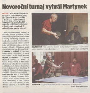 Novoroční turnaj vyhrál Martynek (Horizont 10. 1. 2017)