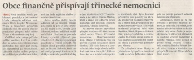 Obce finančně přispívají třinecké nemocnici (Hutník 23. 11. 2016)