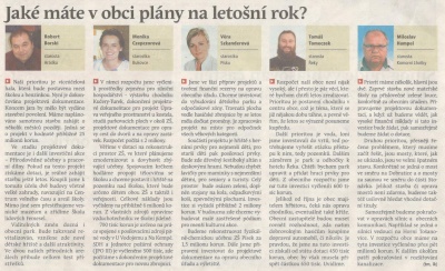 Jaké máte v obci plány na letošní rok? (Hutník 11. 1. 2017)