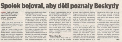 Spolek bojoval, aby děti poznaly Beskydy (Horizont 14. 3. 2017)