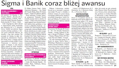 Sigma i Banik coraz bliżej awansu (Głos łudu 4. 4. 2017)