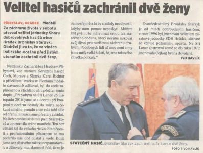 Velitel hasičů zachránil 2 ženy (Horizont 9. 5. 2017)