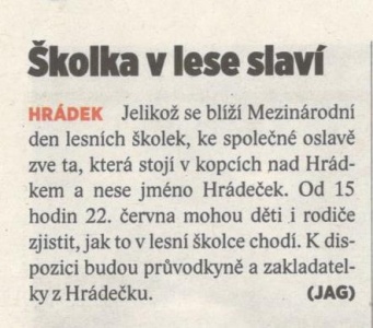 Školka v lese slaví (Horizont 13. 6. 2017)