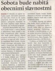 Sobota bude nabitá obecními slavnostmi (Hutník 16. 8. 2017)