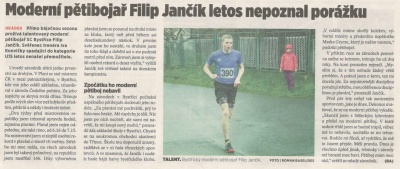 Moderní pětibojař Filip Jančík letos nepoznal porážku (Horizont 10. 10. 2017)