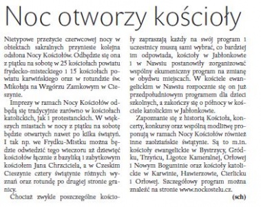 Noc otworzy kościoły (Głos Łudu 6. 6. 2017)